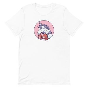 unisex-staple-t-shirt-white-front-6a17fd5e0c0c9.jpg Unicorn Boxing T-Shirt