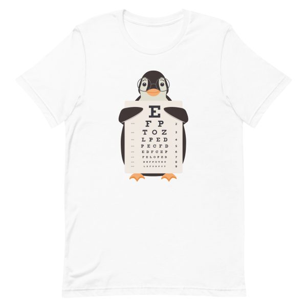 unisex-staple-t-shirt-white-front-6a1824643534a.jpg Penguin Eye Chart T-Shirt