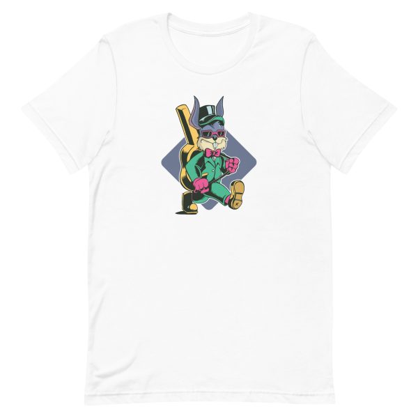 unisex-staple-t-shirt-white-front-6a183538f0c6c.jpg Rabbit Carrying Guitar T-Shirt