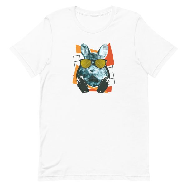 unisex-staple-t-shirt-white-front-6a1840c223624.jpg Cool Rabbit With Sunglasses T-Shirt