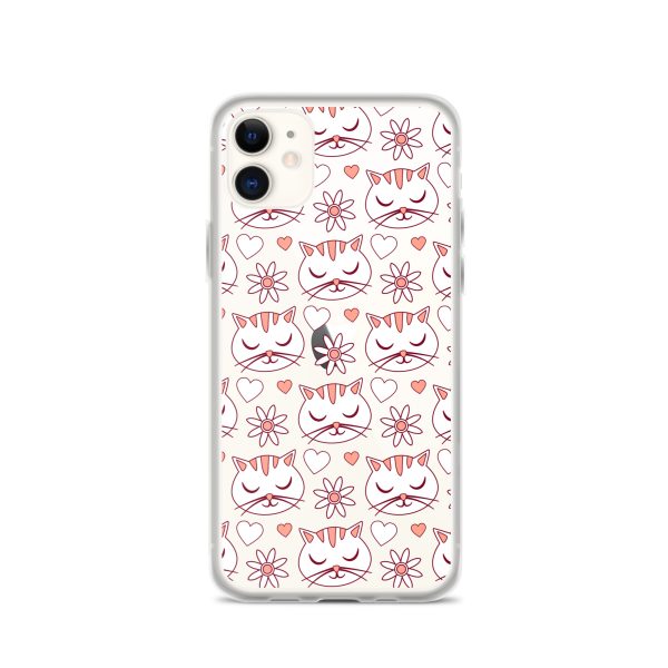 Cat Flowers and Hearts iPhone Clear Case