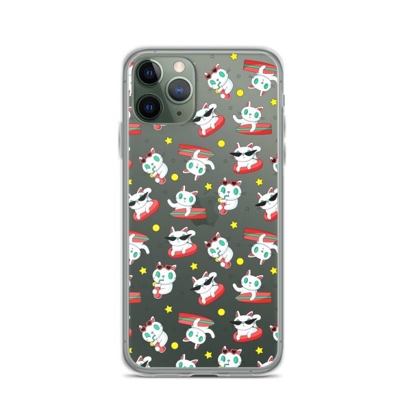 clear-case-for-iphone-iphone-11-pro-case-on-phone-6a1d6f6a9dff8.jpg Cat Surfing iPhone Clear Case