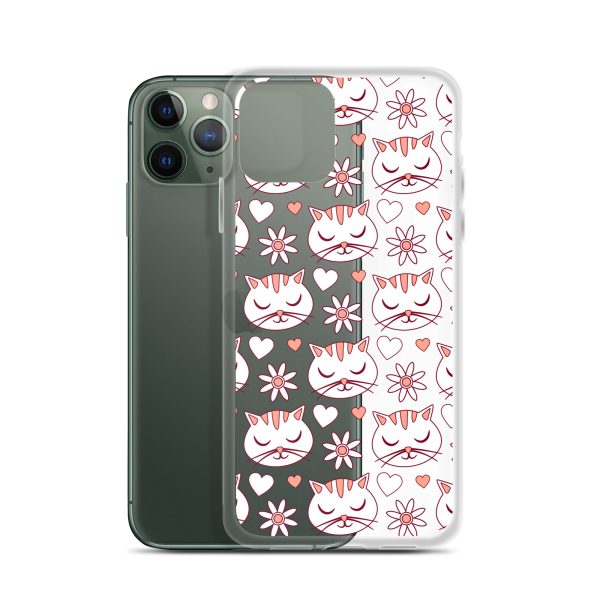 Cat Flowers and Hearts iPhone Clear Case