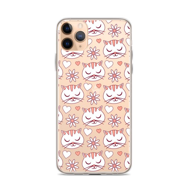 Cat Flowers and Hearts iPhone Clear Case