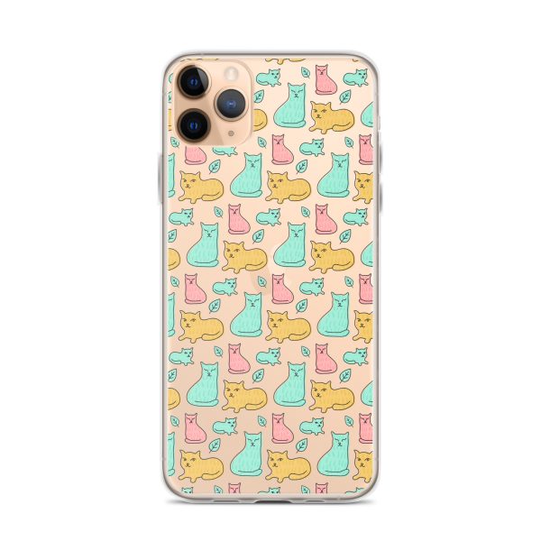 clear-case-for-iphone-iphone-11-pro-max-case-on-phone-6a1d6df612b15.jpg Cat Cute Colorful iPhone Clear Case