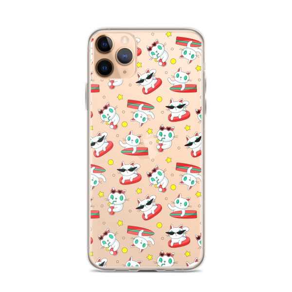 clear-case-for-iphone-iphone-11-pro-max-case-on-phone-6a1d6f6a9dea6.jpg Cat Surfing iPhone Clear Case
