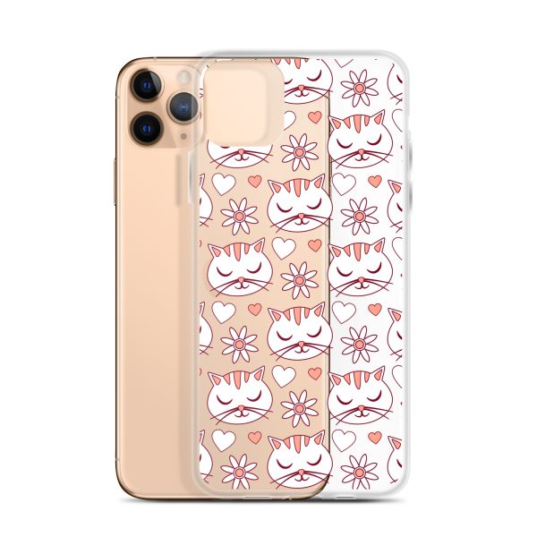 Cat Flowers and Hearts iPhone Clear Case