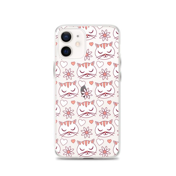 Cat Flowers and Hearts iPhone Clear Case