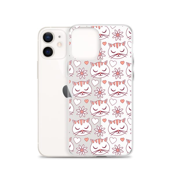 Cat Flowers and Hearts iPhone Clear Case