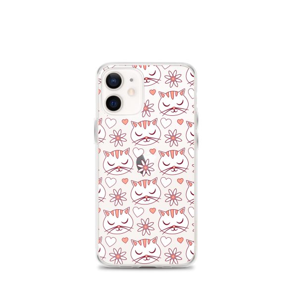 Cat Flowers and Hearts iPhone Clear Case