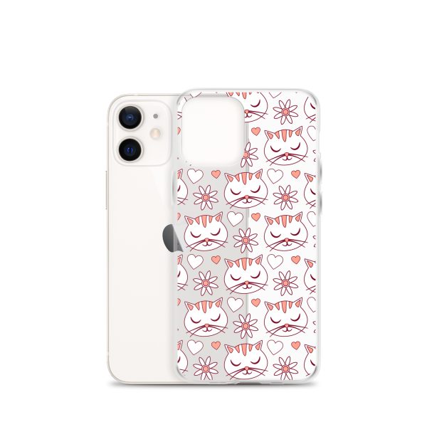 Cat Flowers and Hearts iPhone Clear Case