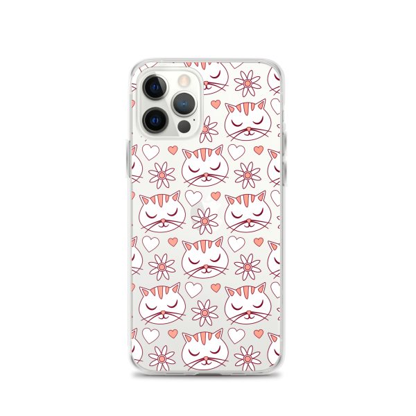 Cat Flowers and Hearts iPhone Clear Case