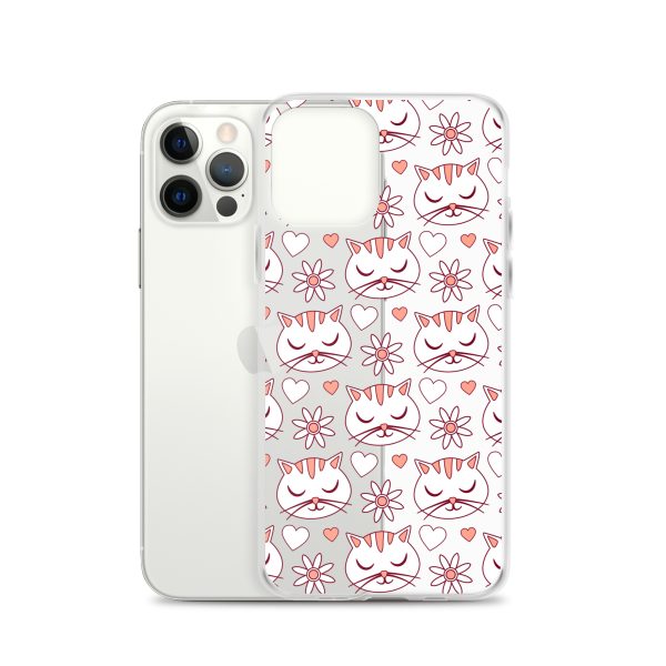 Cat Flowers and Hearts iPhone Clear Case