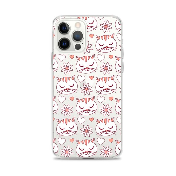 Cat Flowers and Hearts iPhone Clear Case