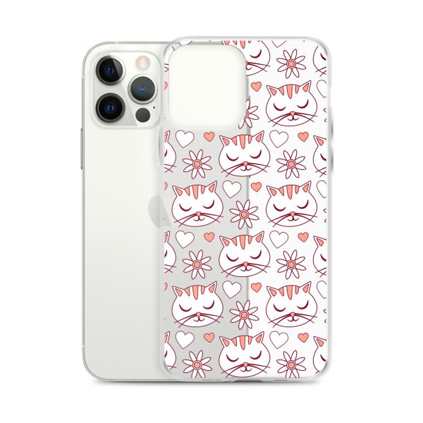 Cat Flowers and Hearts iPhone Clear Case