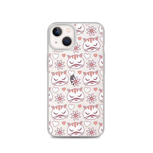 Cat Flowers and Hearts iPhone Clear Case