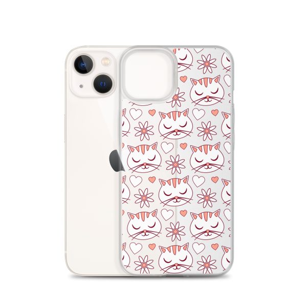 Cat Flowers and Hearts iPhone Clear Case
