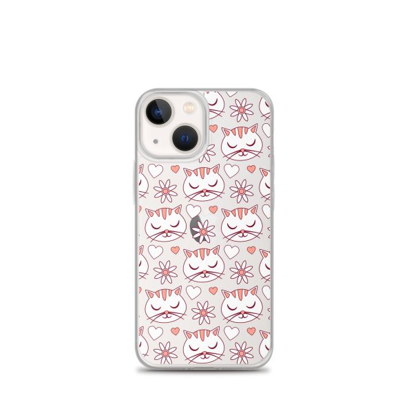 Cat Flowers and Hearts iPhone Clear Case