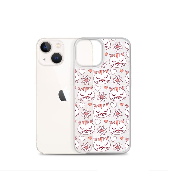 Cat Flowers and Hearts iPhone Clear Case