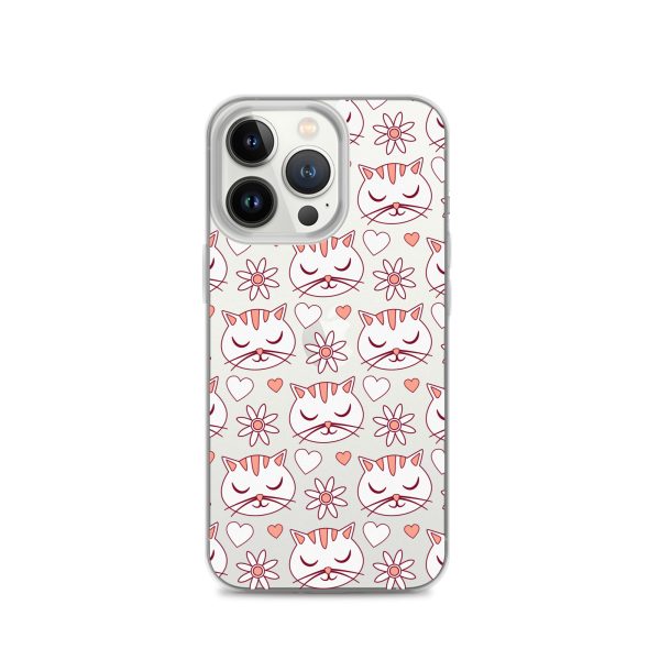 Cat Flowers and Hearts iPhone Clear Case