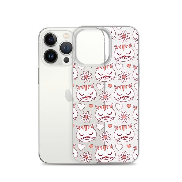 Cat Flowers and Hearts iPhone Clear Case