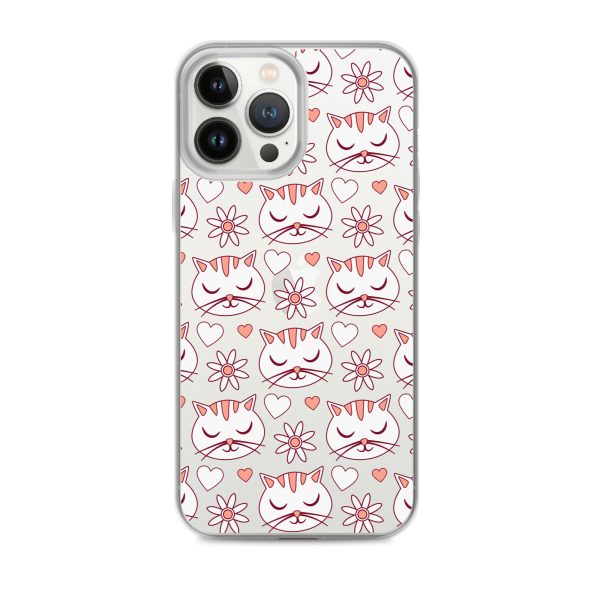 Cat Flowers and Hearts iPhone Clear Case