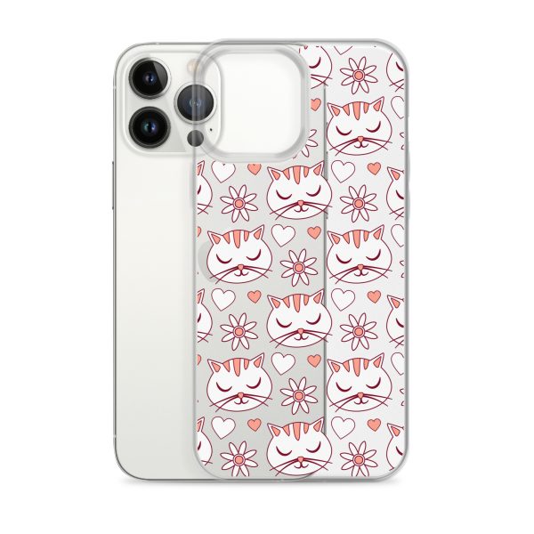 Cat Flowers and Hearts iPhone Clear Case
