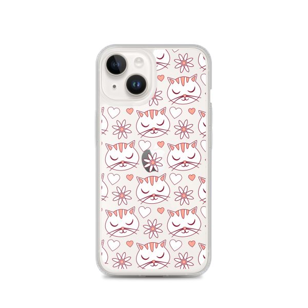 Cat Flowers and Hearts iPhone Clear Case