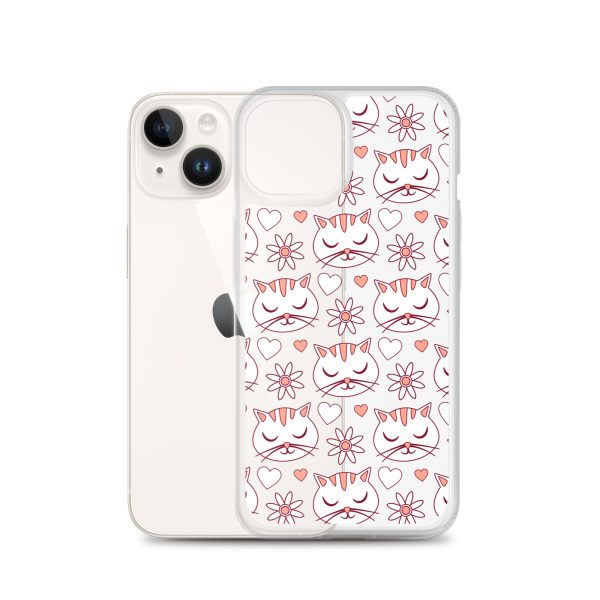 Cat Flowers and Hearts iPhone Clear Case