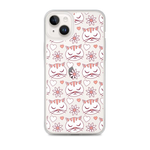 Cat Flowers and Hearts iPhone Clear Case