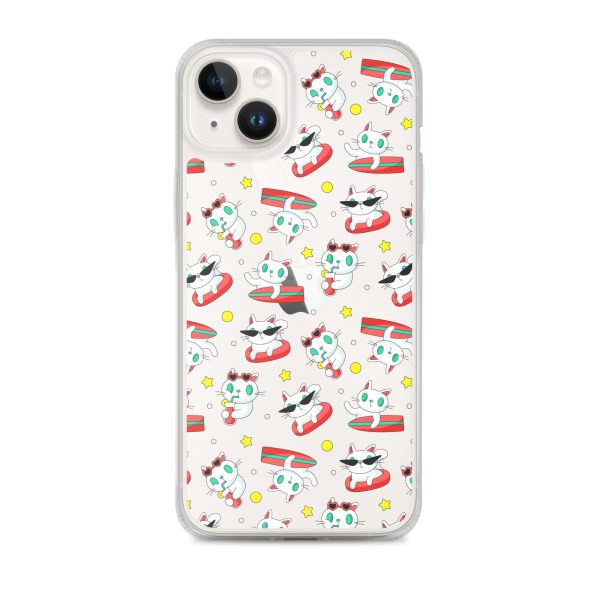 clear-case-for-iphone-iphone-14-plus-case-on-phone-6a1d6f6a9ece4.jpg Cat Surfing iPhone Clear Case