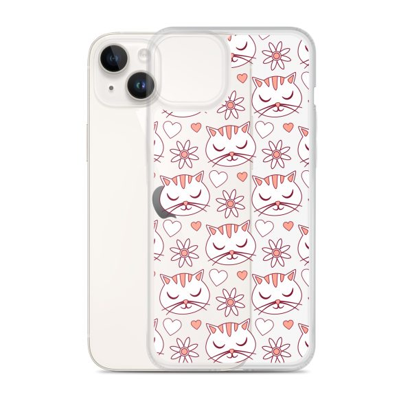 Cat Flowers and Hearts iPhone Clear Case