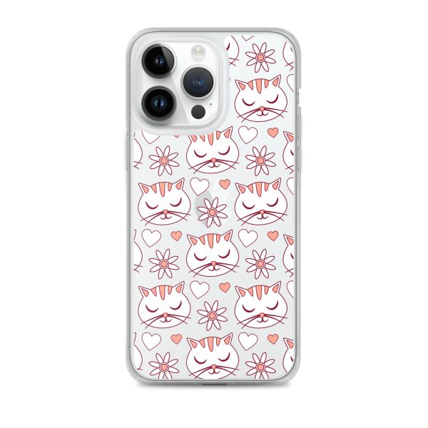 Cat Flowers and Hearts iPhone Clear Case