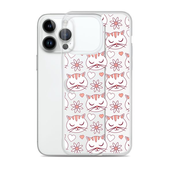 Cat Flowers and Hearts iPhone Clear Case