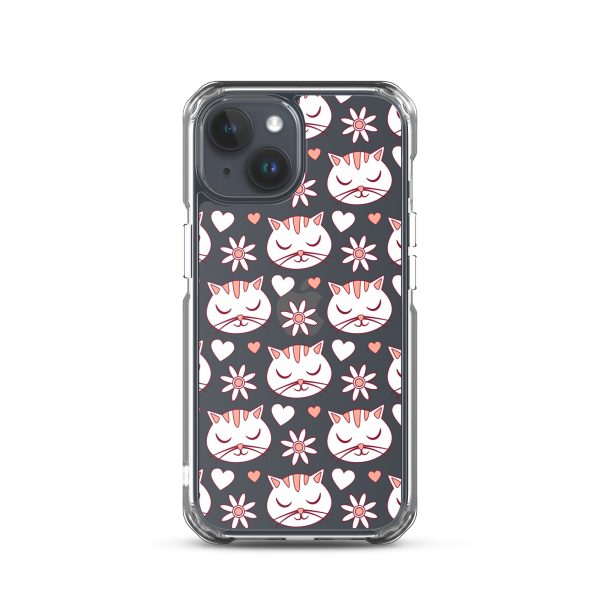 Cat Flowers and Hearts iPhone Clear Case