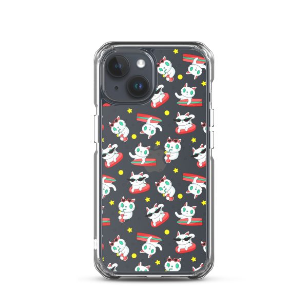 clear-case-for-iphone-iphone-15-case-on-phone-6a1d6f6a9f865.jpg Cat Surfing iPhone Clear Case