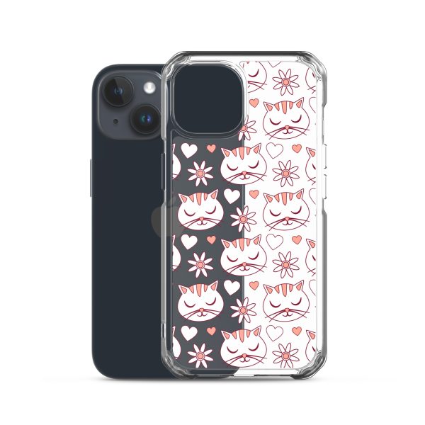 Cat Flowers and Hearts iPhone Clear Case