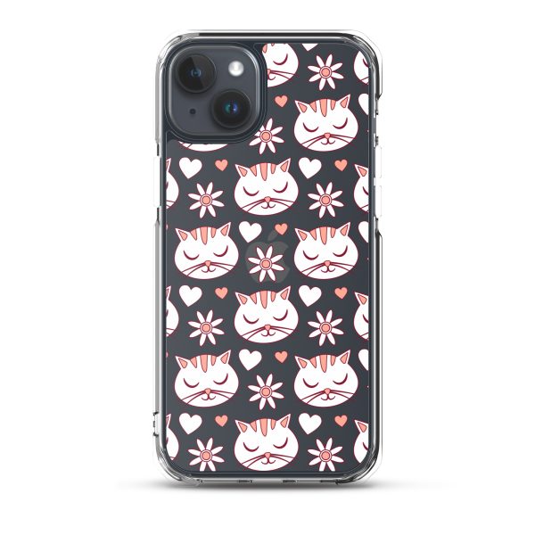 Cat Flowers and Hearts iPhone Clear Case