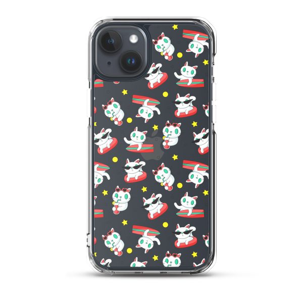 clear-case-for-iphone-iphone-15-plus-case-on-phone-6a1d6f6a9f338.jpg Cat Surfing iPhone Clear Case