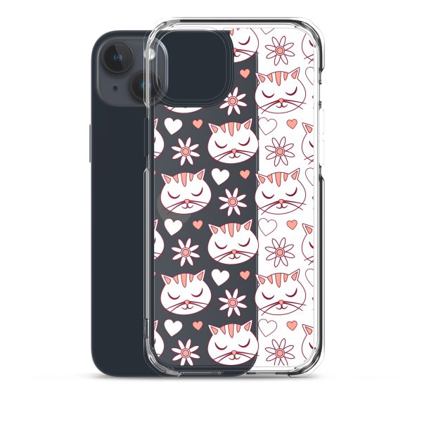 Cat Flowers and Hearts iPhone Clear Case