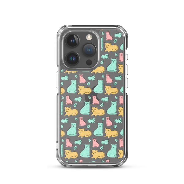 clear-case-for-iphone-iphone-15-pro-case-on-phone-6a1d6df614540.jpg Cat Cute Colorful iPhone Clear Case