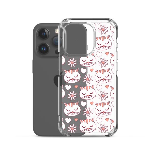 Cat Flowers and Hearts iPhone Clear Case