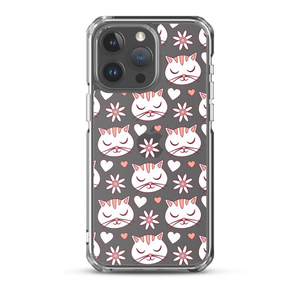 Cat Flowers and Hearts iPhone Clear Case