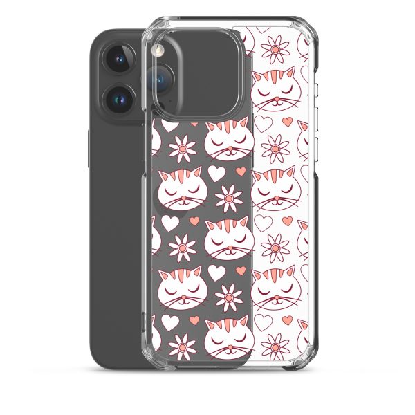 Cat Flowers and Hearts iPhone Clear Case