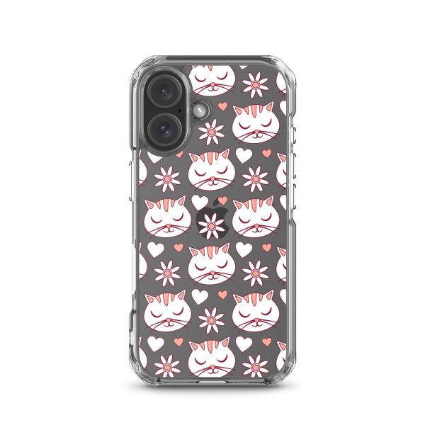 Cat Flowers and Hearts iPhone Clear Case