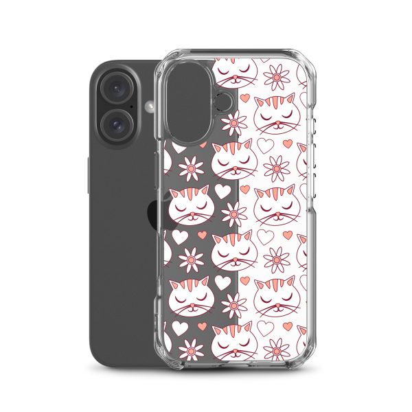Cat Flowers and Hearts iPhone Clear Case