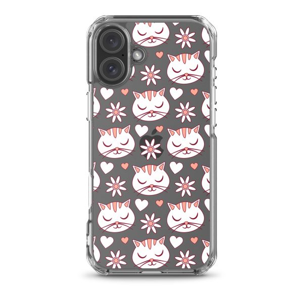 Cat Flowers and Hearts iPhone Clear Case
