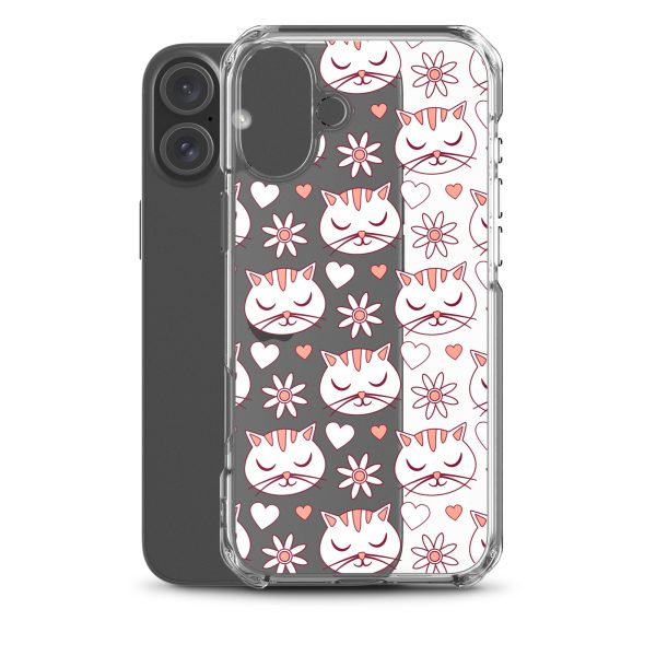 Cat Flowers and Hearts iPhone Clear Case