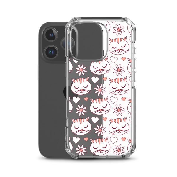 Cat Flowers and Hearts iPhone Clear Case