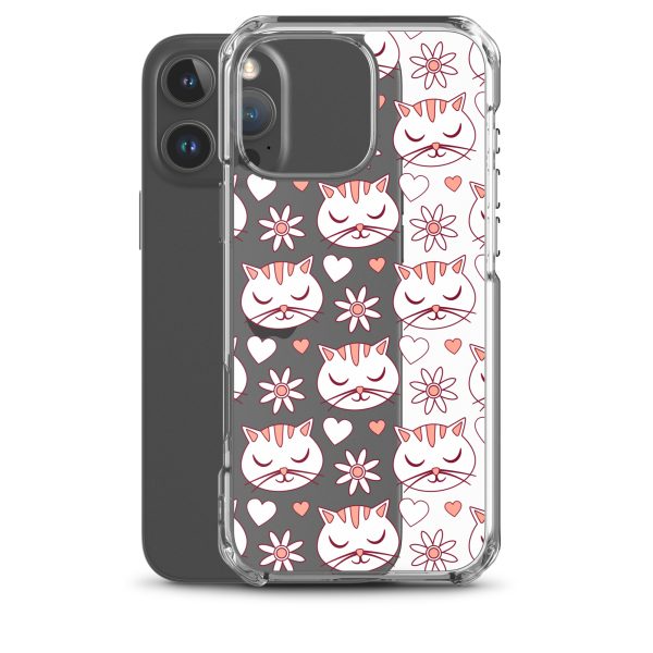 Cat Flowers and Hearts iPhone Clear Case